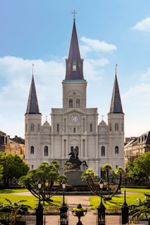 a large church with a clock tower
