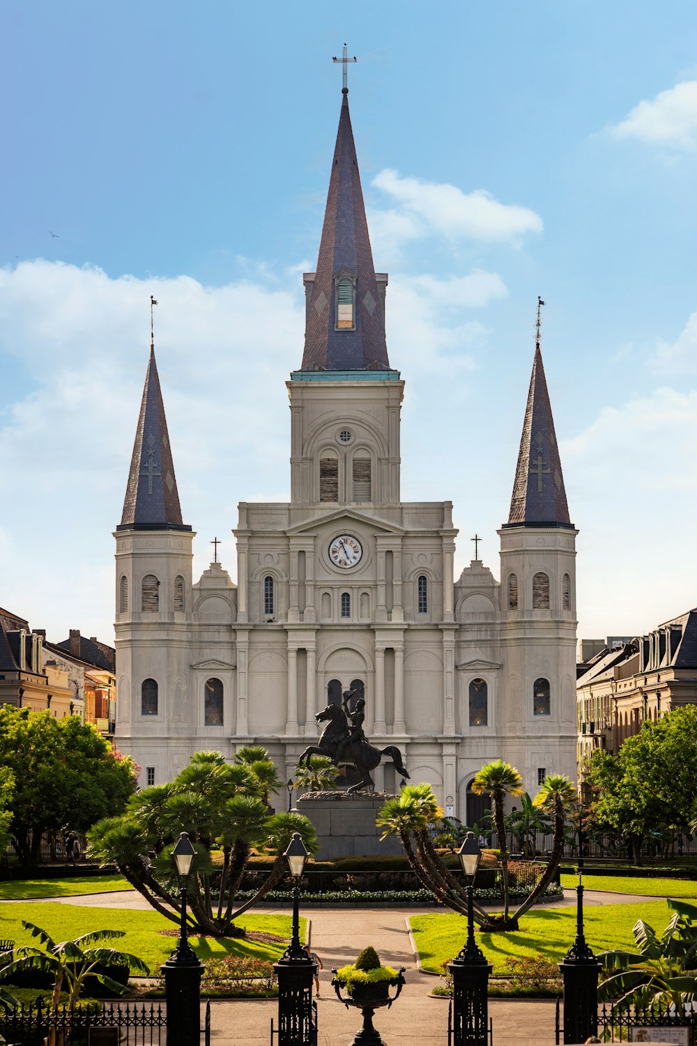 a large church with a clock tower