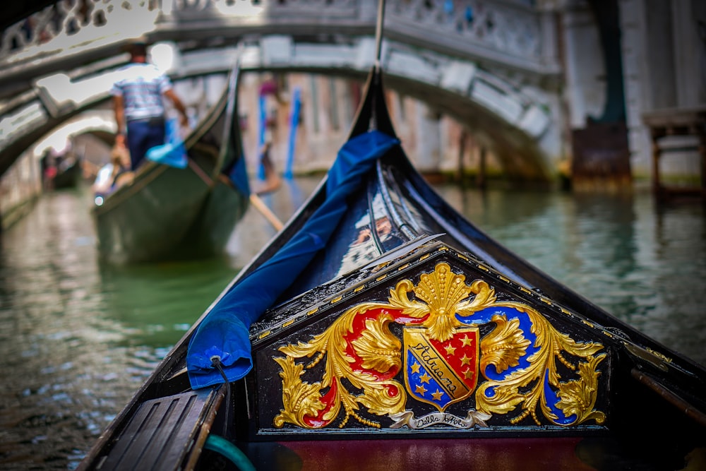 a boat with a colorful cloth on it
