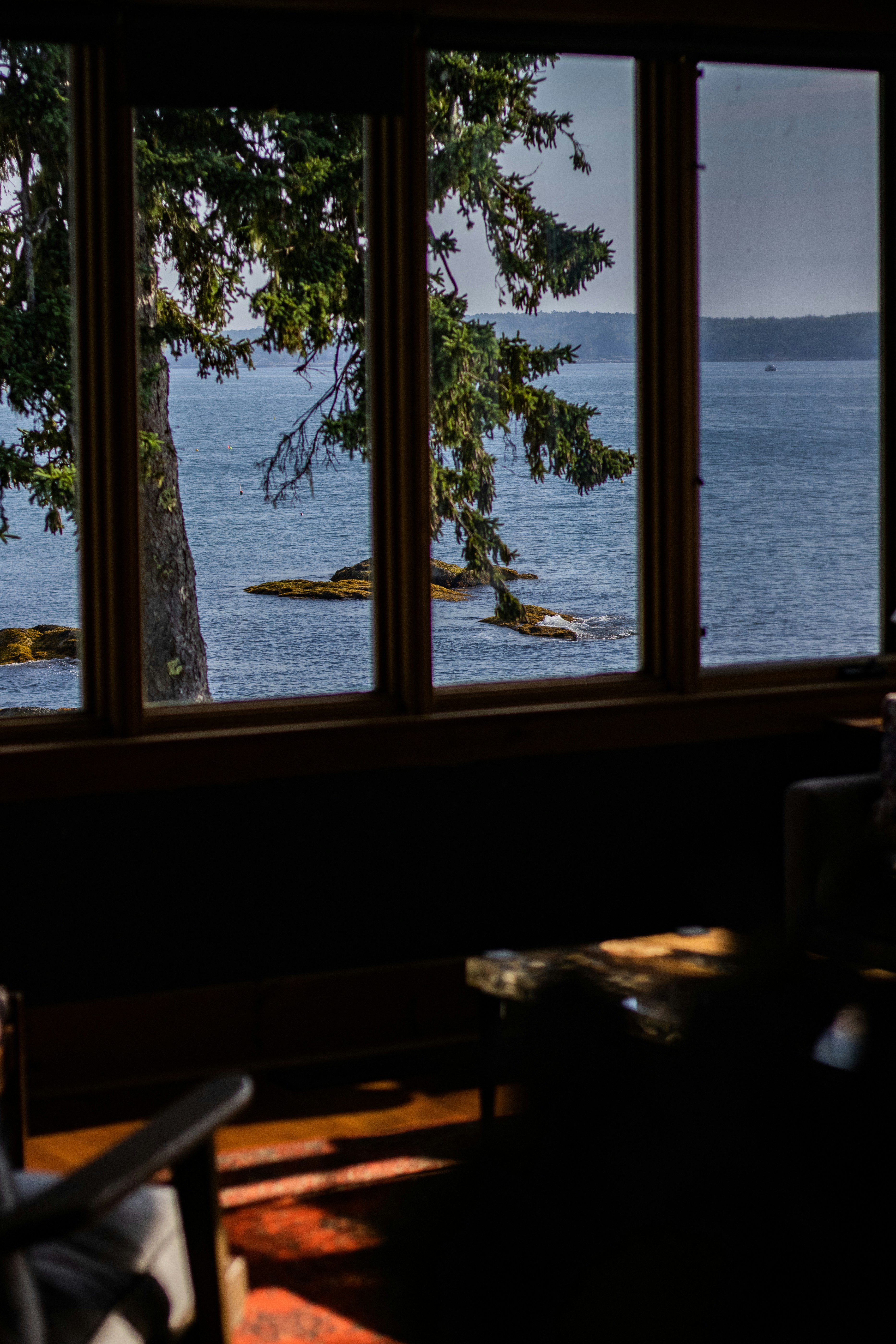 a view of the water from a window
