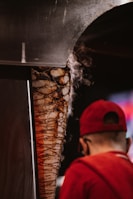 a person looking at a large piece of wood