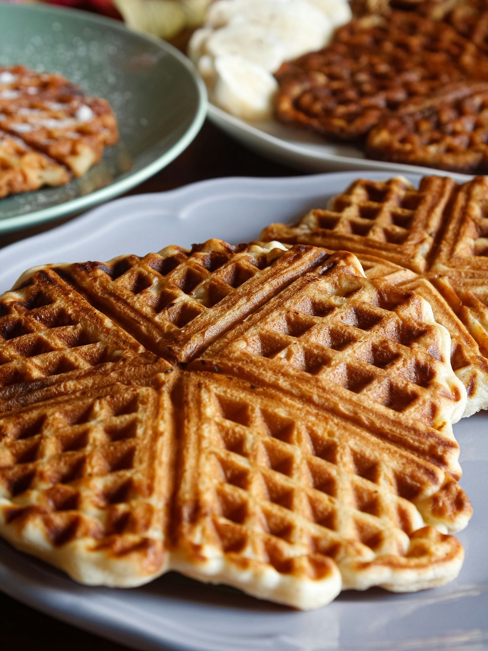 a plate of waffles