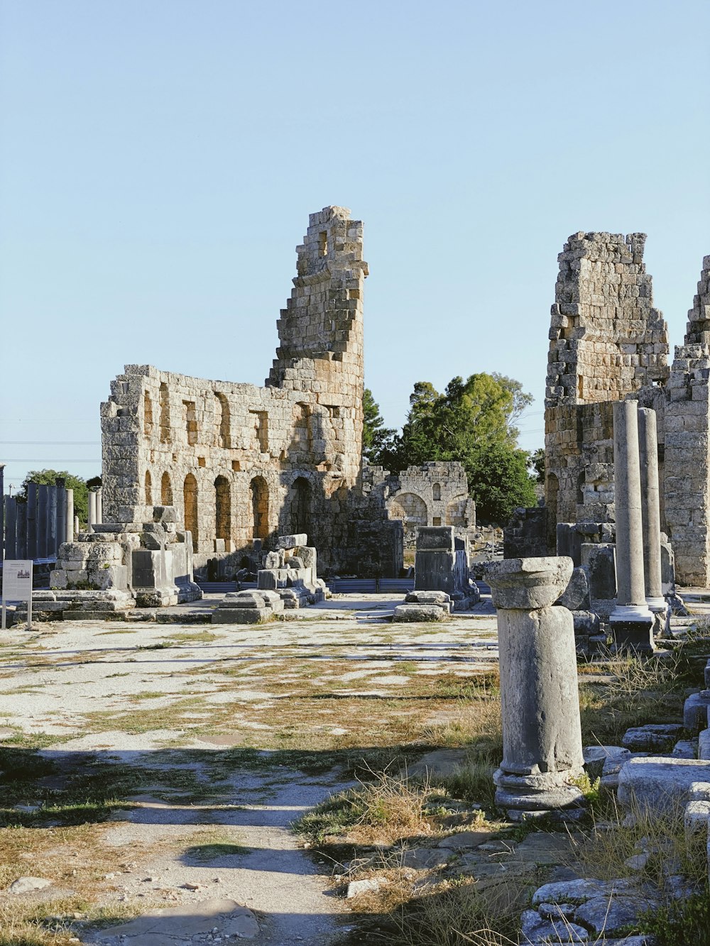 a stone building with columns