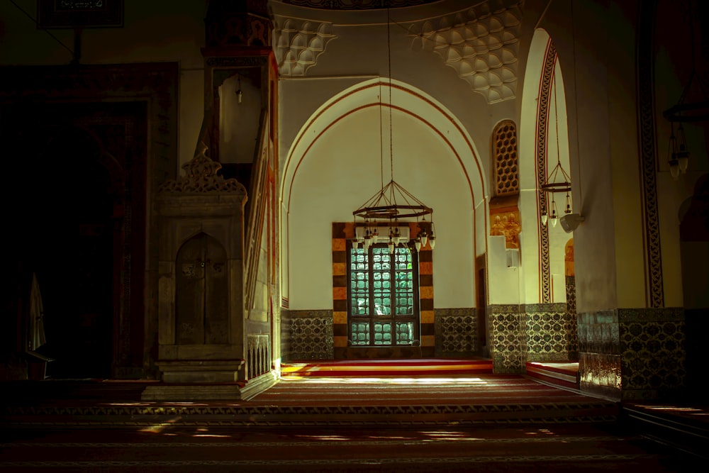 a large church with stained glass windows