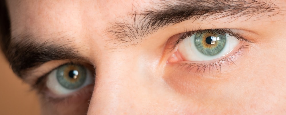 a close up of a person's eye