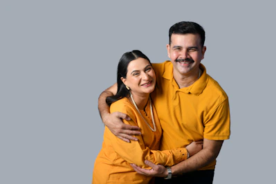 a man and woman posing for a picture