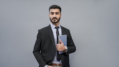 a man holding a book