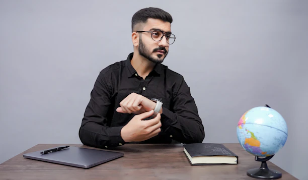 a man sitting at a desk