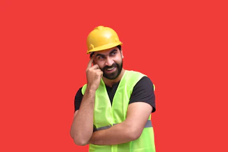 a woman wearing a hard hat