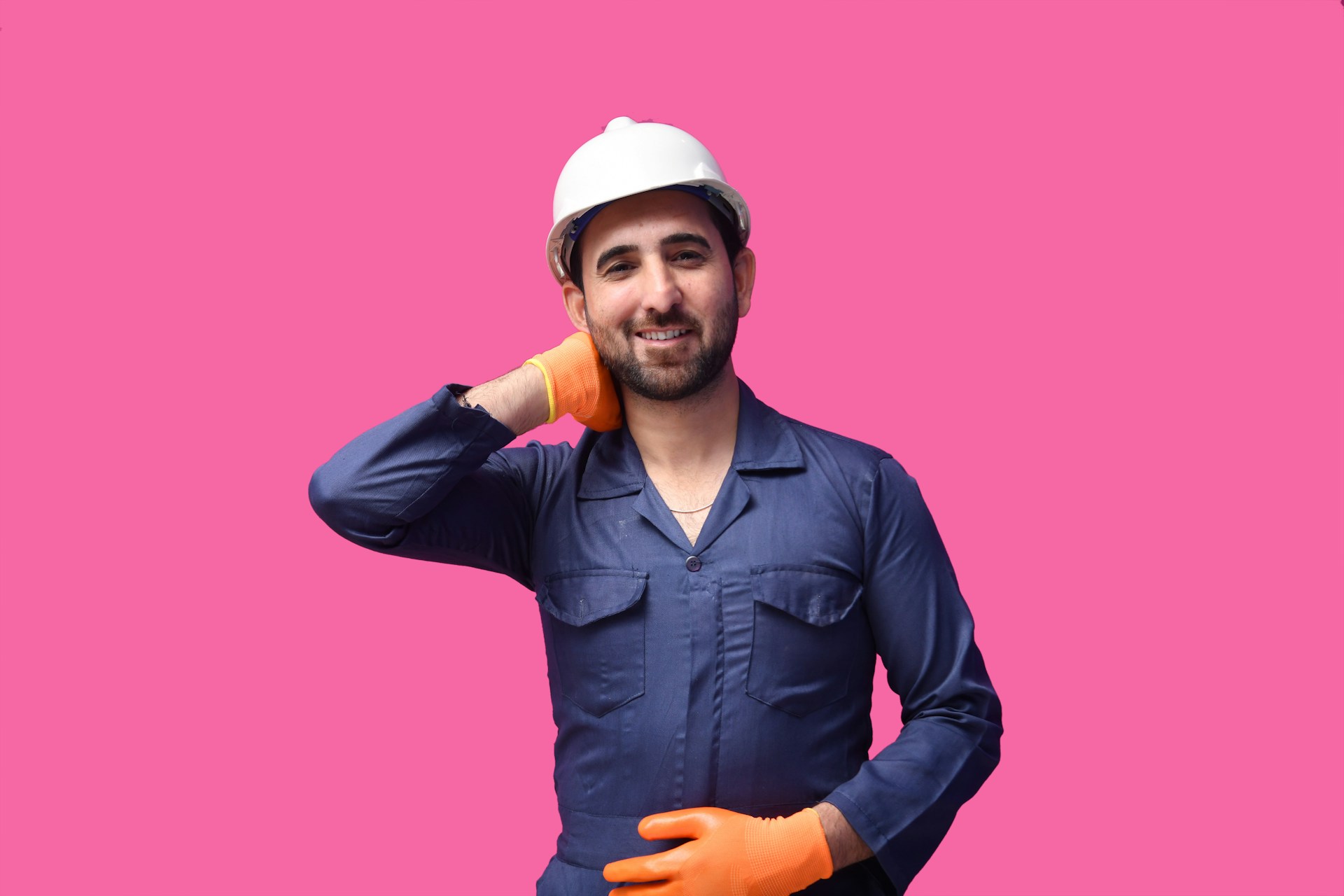 a woman wearing a hard hat