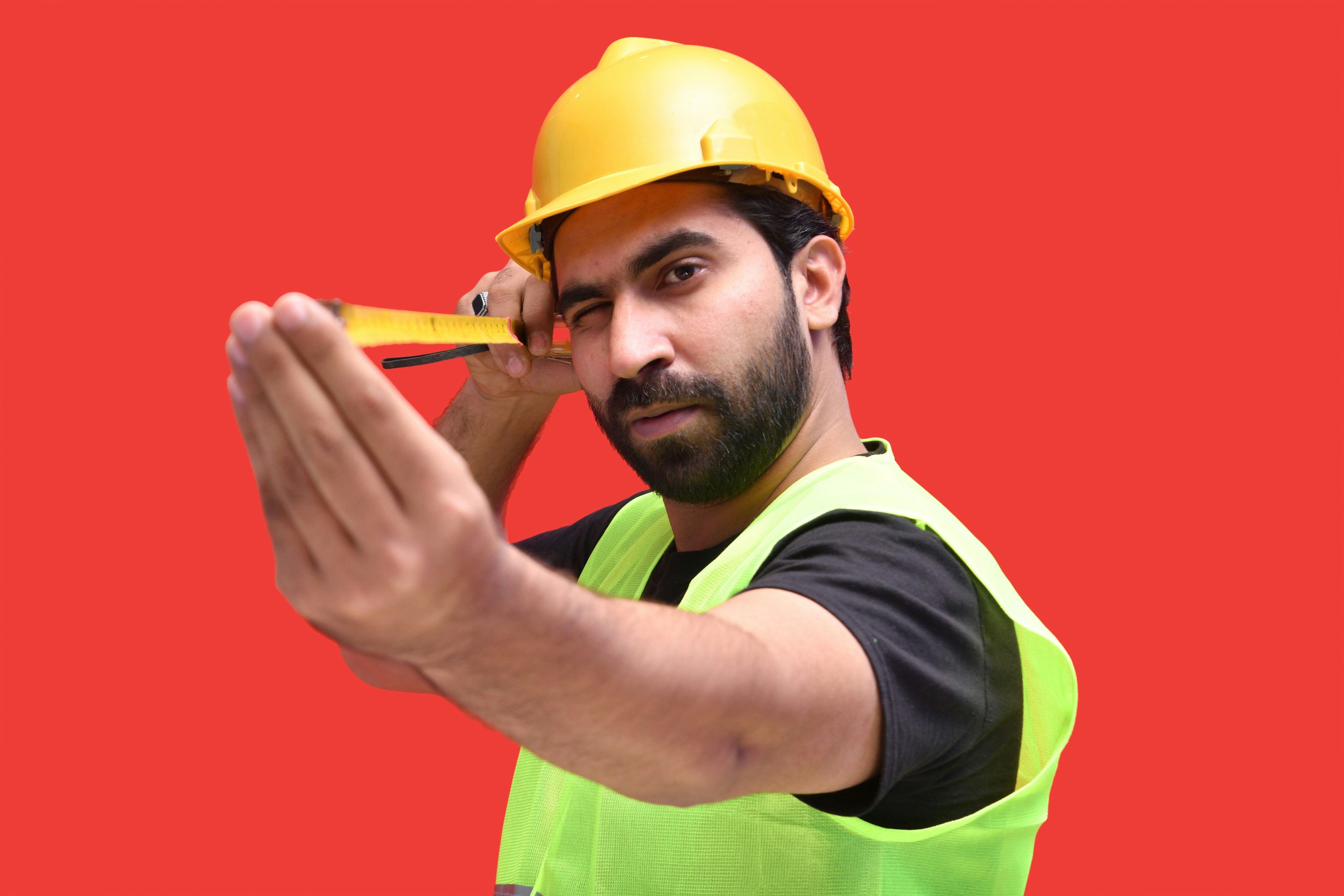 a man wearing a hard hat