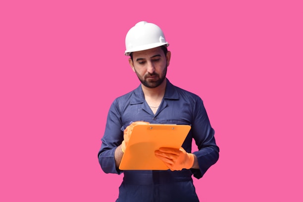 a person wearing a hard hat