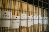 A collection of archived student records.