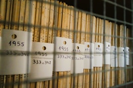 A collection of archived student records.