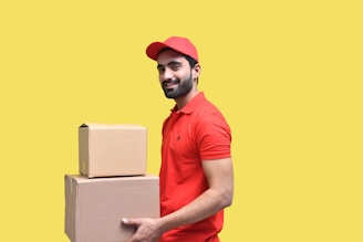 a man wearing a red hat