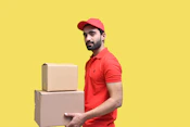 a man wearing a red hat