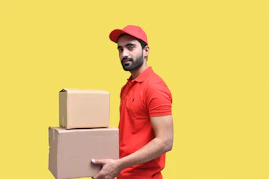 a man wearing a red hat