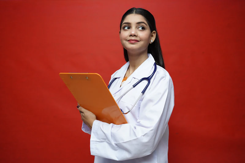 A doctor holding a clipboard