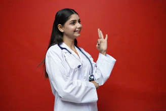 a person in a white coat