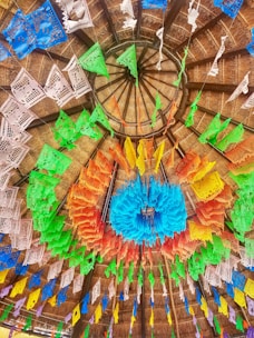 a group of colorful paper crafts