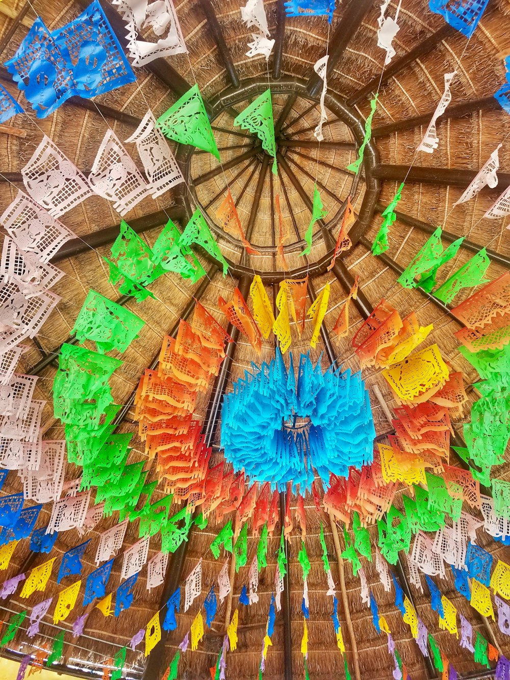 a group of colorful paper crafts