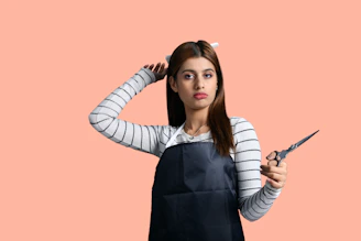 a woman holding a knife