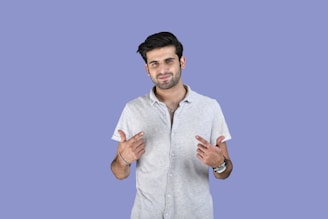 a man with his hands out