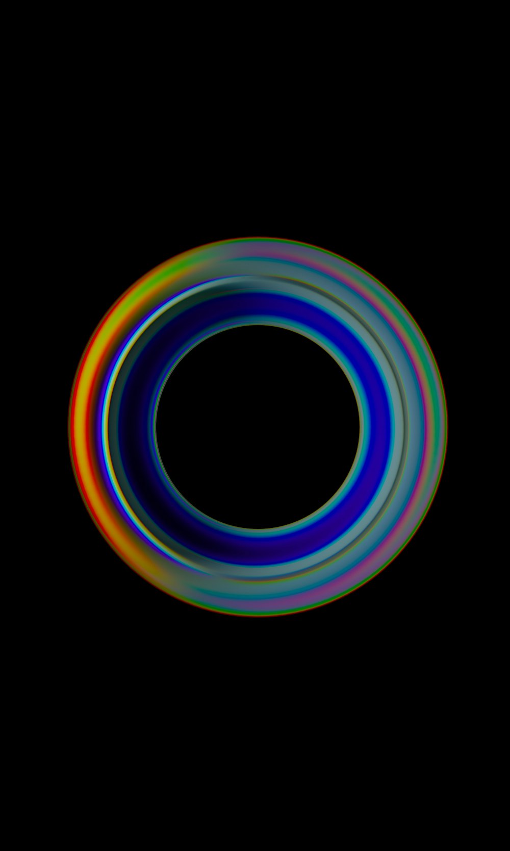 黒い背景を持つカラフルな円