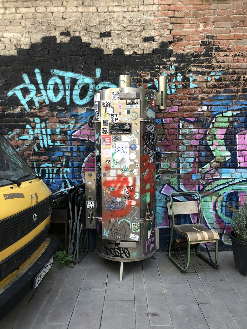 a refrigerator with graffiti on it