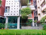 a building with a glass door