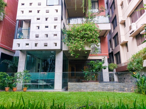 a building with a glass door