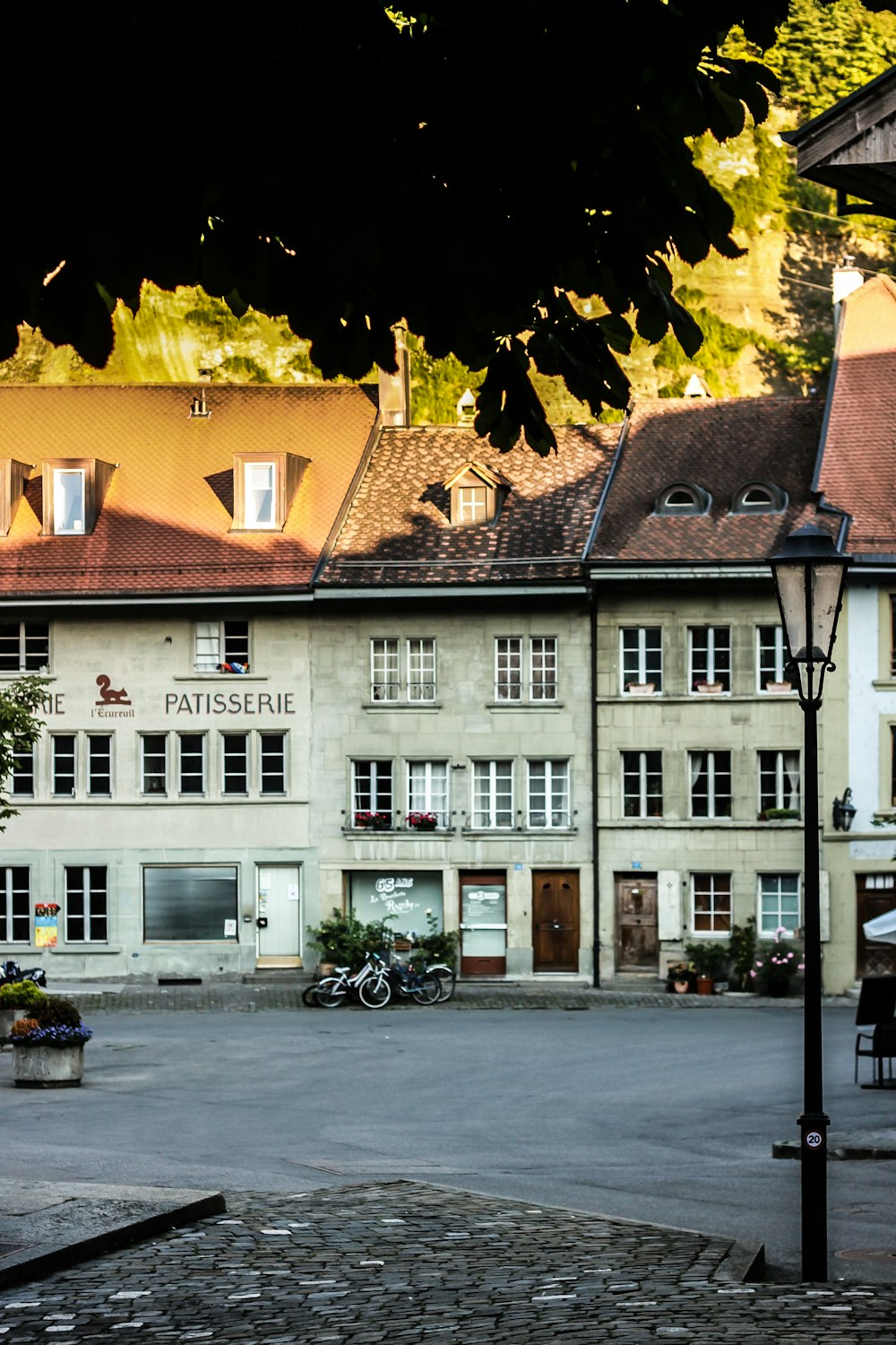 a building with a parking lot