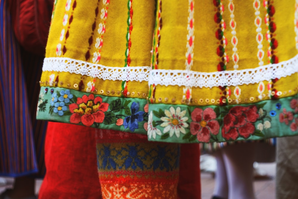 a colorful dress on display