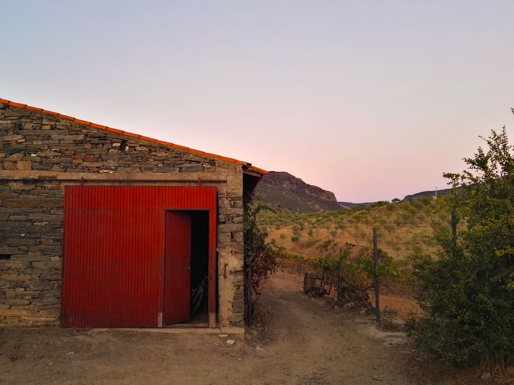 a building with a red roof