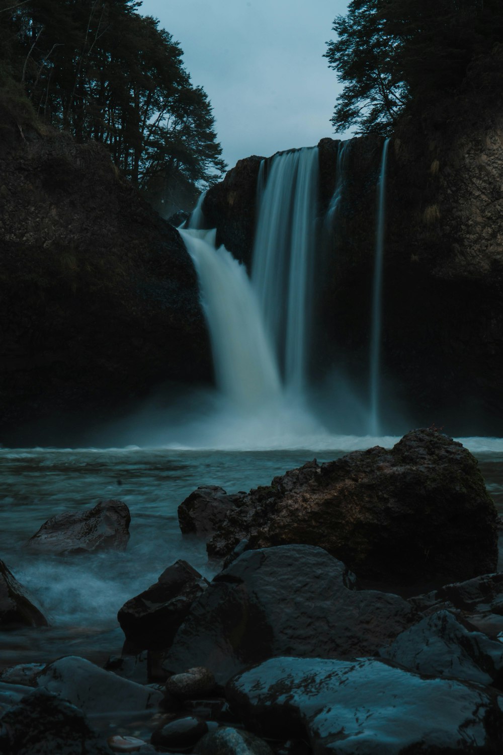 a waterfall over rocks