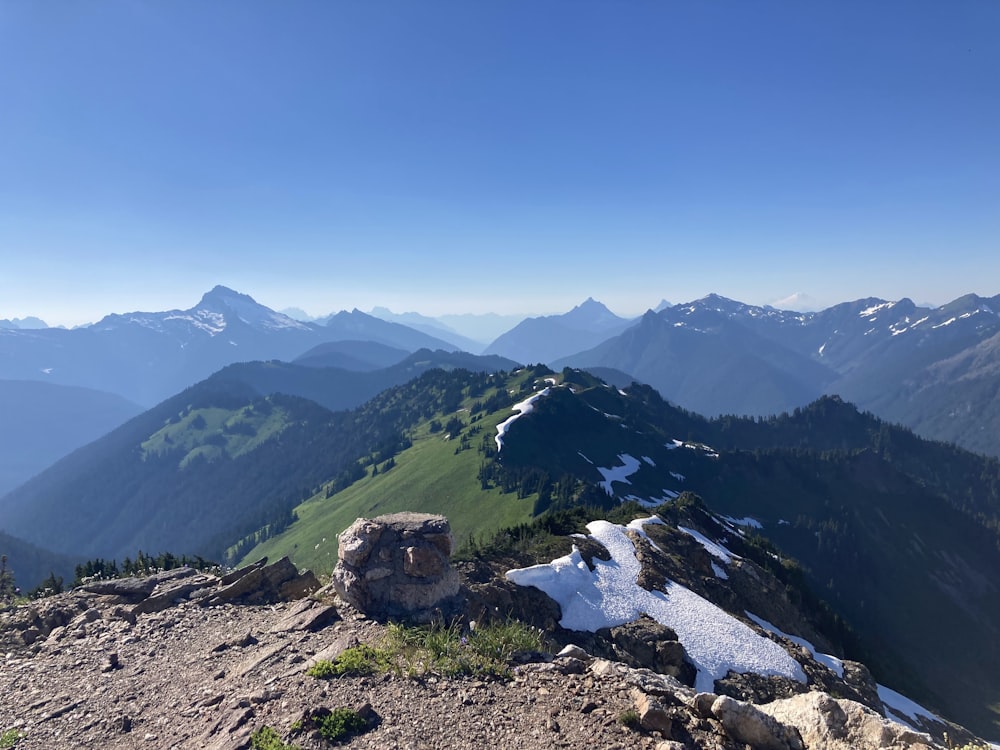 a mountain range with snow