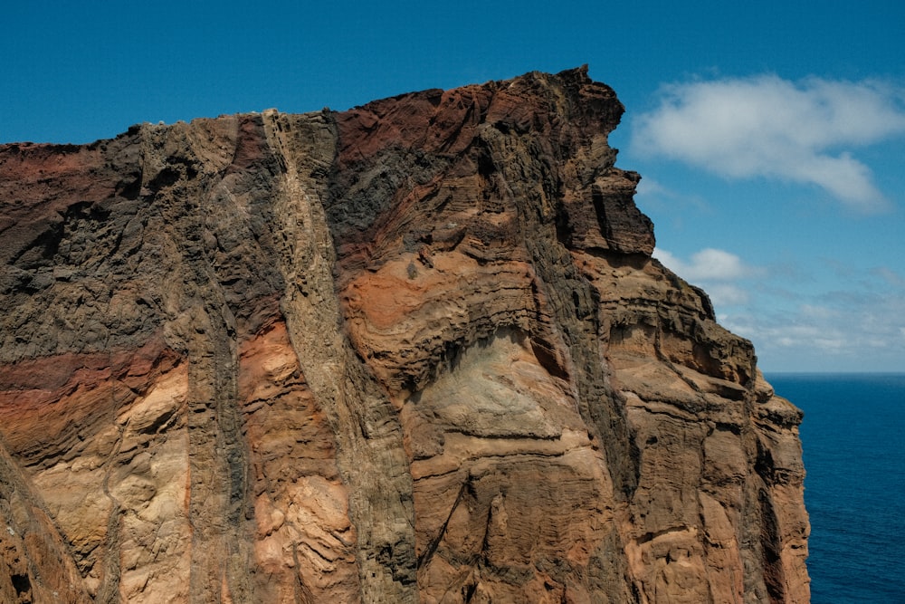 a large rock cliff