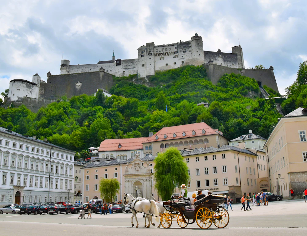 Salzburg's fortress and baroque old town in the Austrian Alps on a cultural school trip