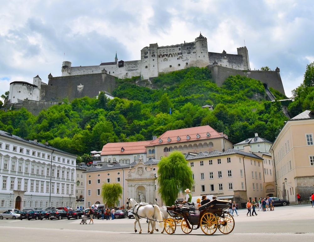 a large building with a castle on top of it