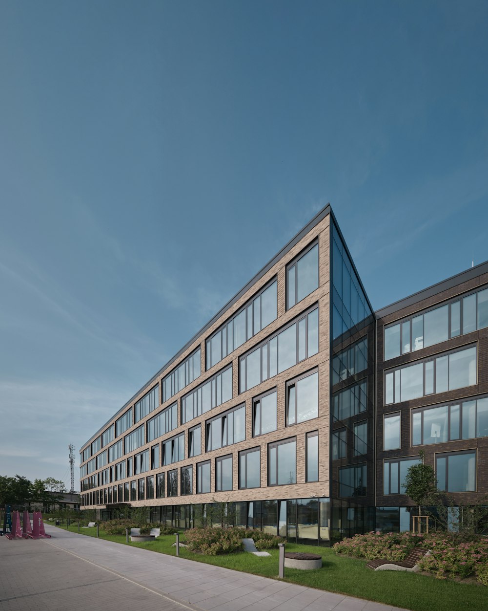 a building with a walkway in front