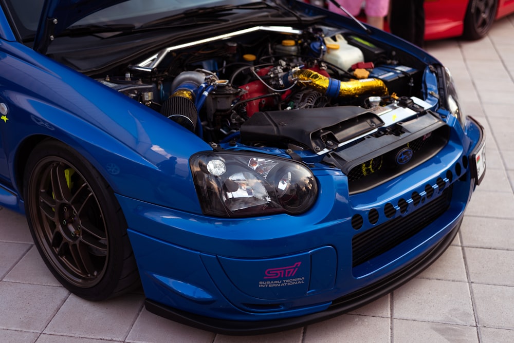 a blue sports car