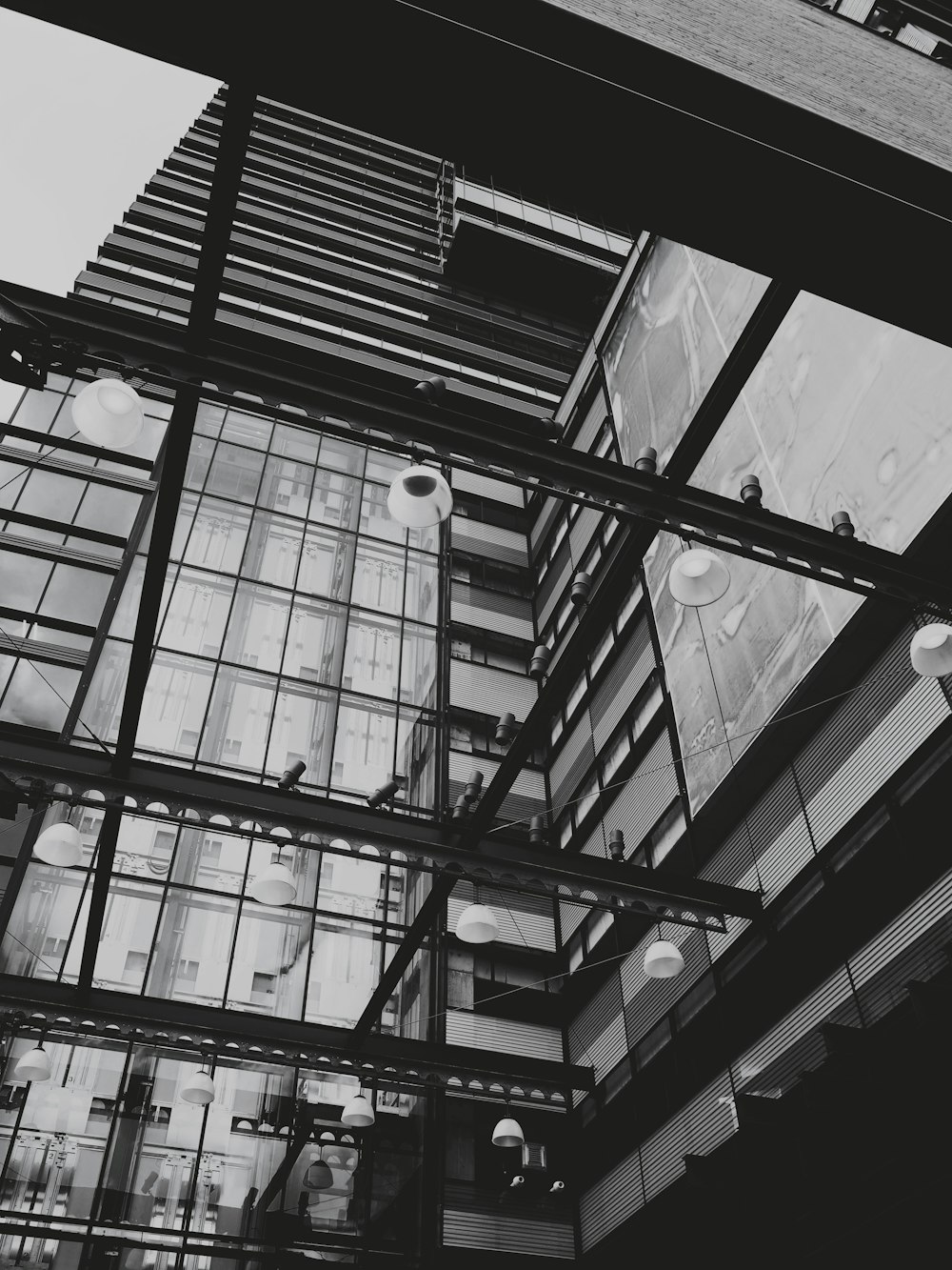 a building with windows and lights