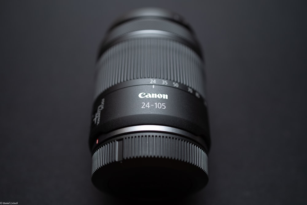 a camera lens on a black background