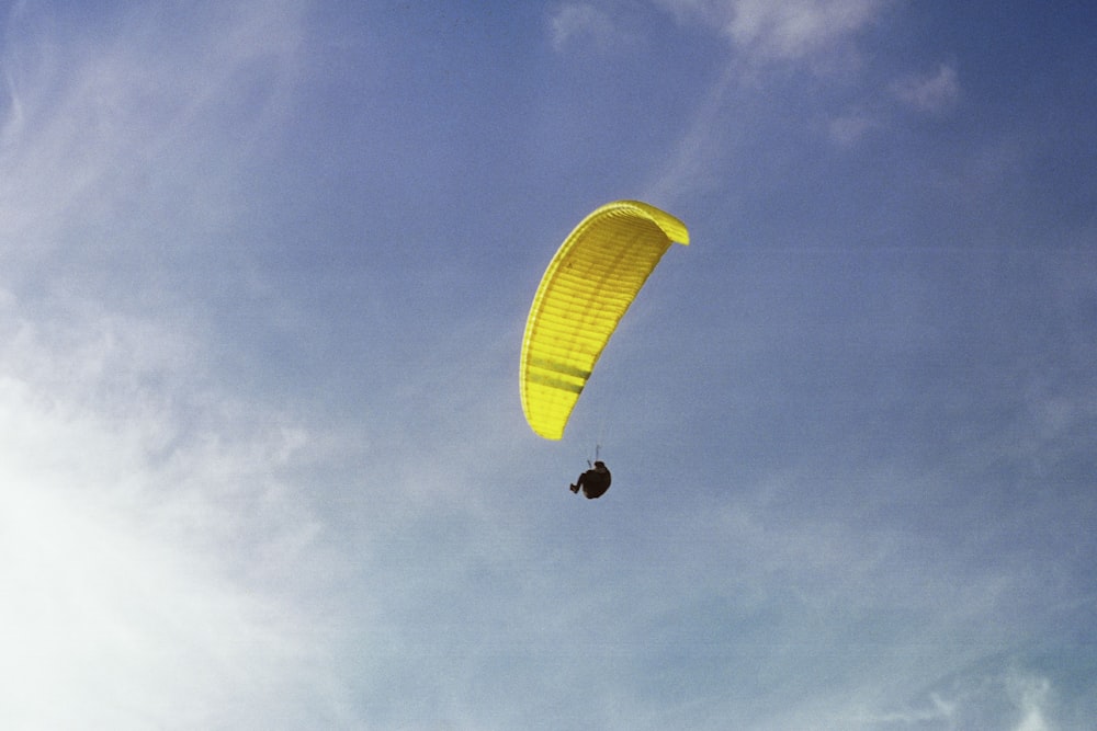 a person parachuting in the sky