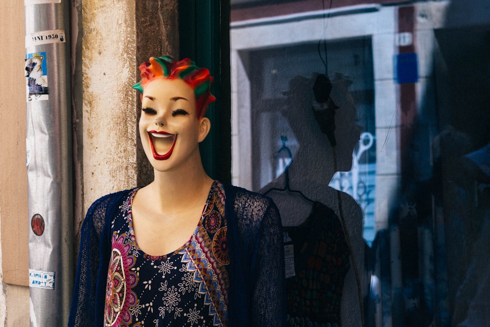 a woman with a face mask