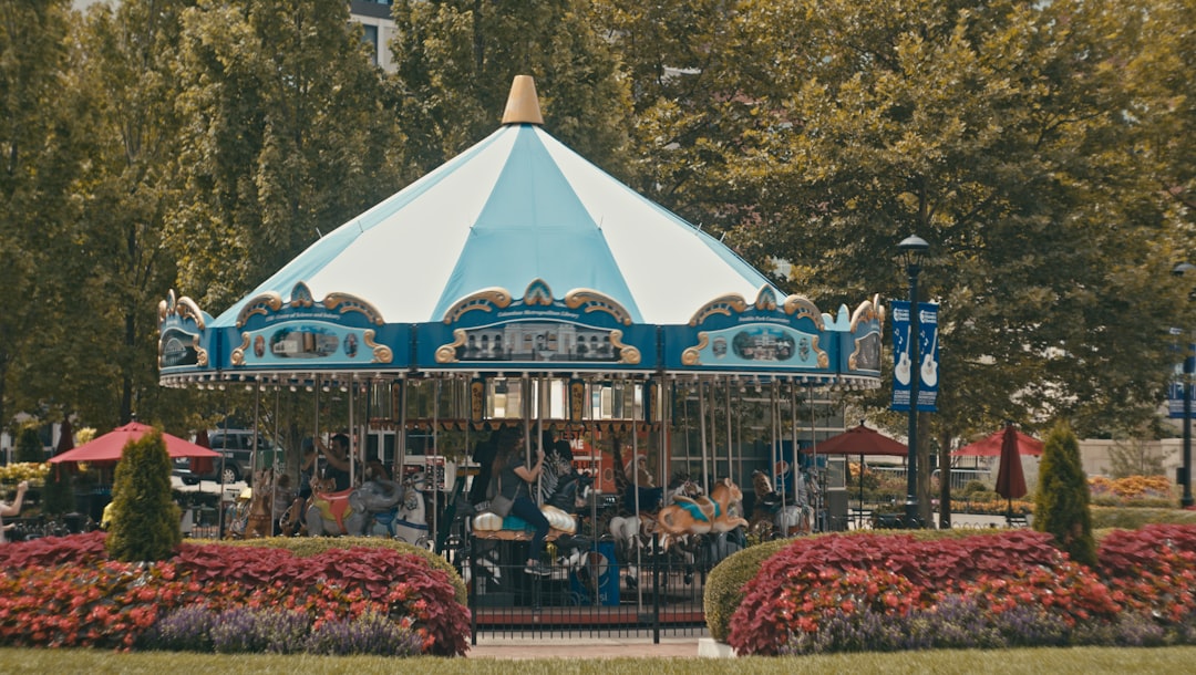 a small amusement park ride, Carousel in Columbus. Helios 44M Lens