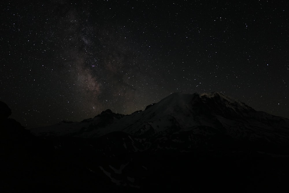 a mountain with a starry sky above it