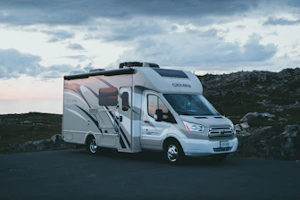 a white van parked on a road