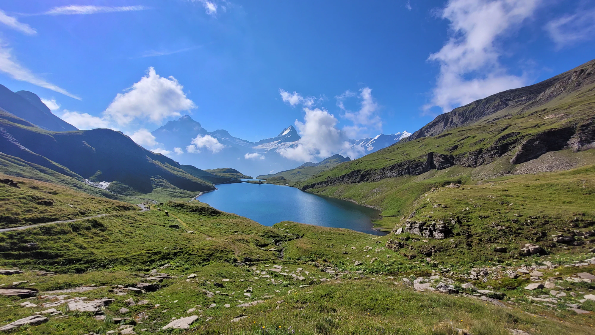 Bachalpsee beneath mountain ridges above Grindelwald