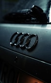 a close up of a car's logo